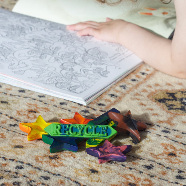 Recycled eco-friendly swirl crayons and sticks.