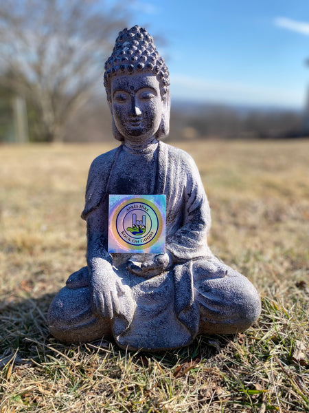 Buddha Approved Après Hike holographic sticker. 