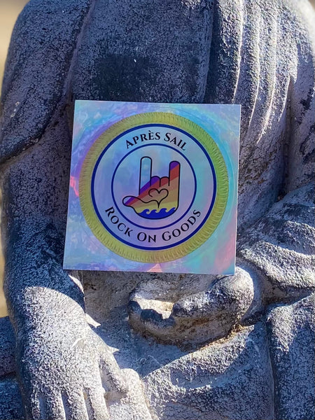 Buddha Approved Après Sail holographic sticker close up