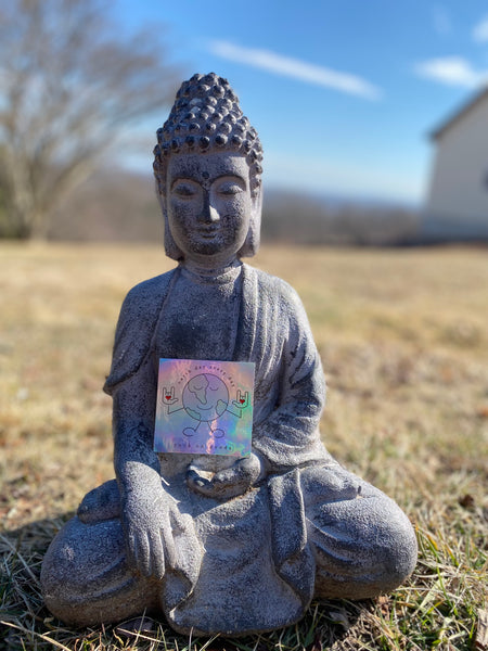 Buddha Approved Earth Day Every Day holographic sticker
