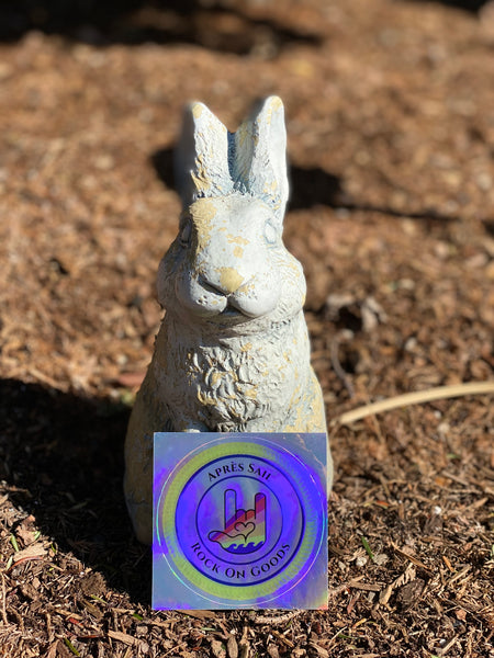 Bunny Approved Après Sail holographic sticker. 